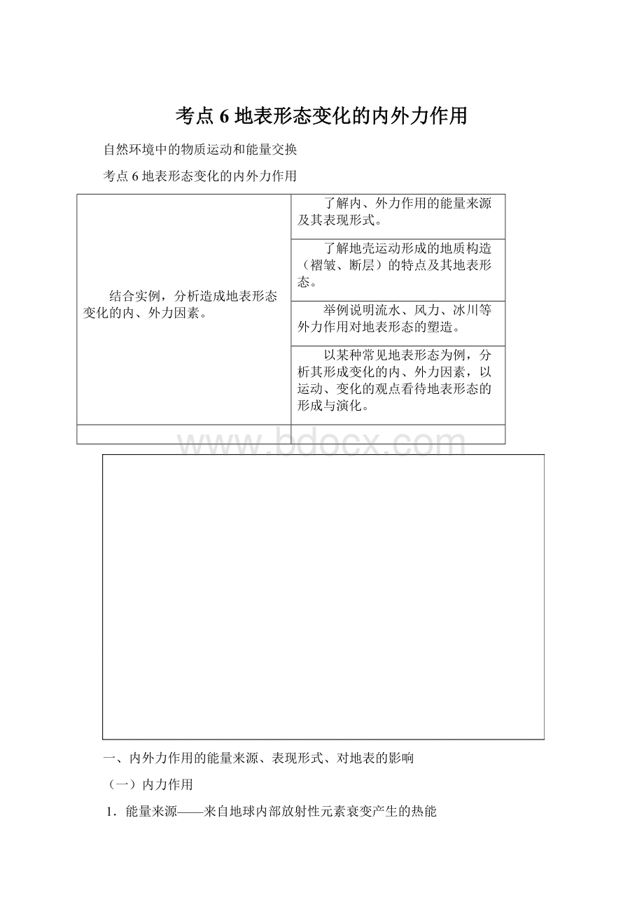 考点6 地表形态变化的内外力作用Word文档格式.docx