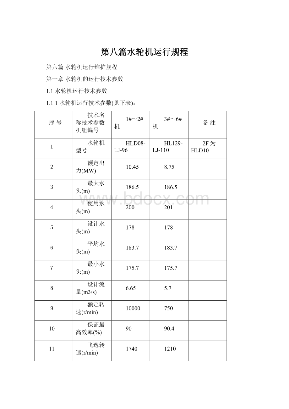 第八篇水轮机运行规程Word格式文档下载.docx