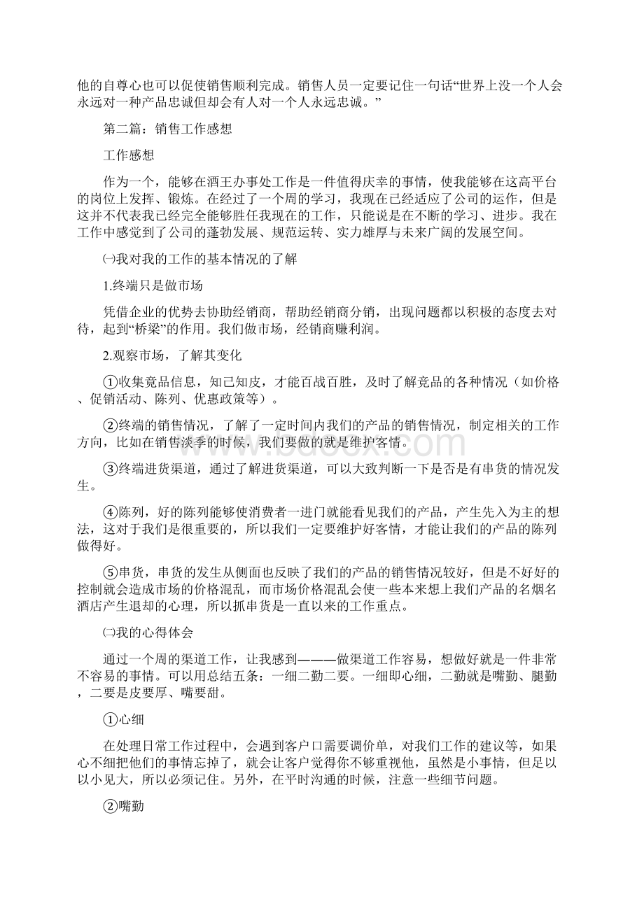 销售工作总结感想多篇文档格式.docx_第3页