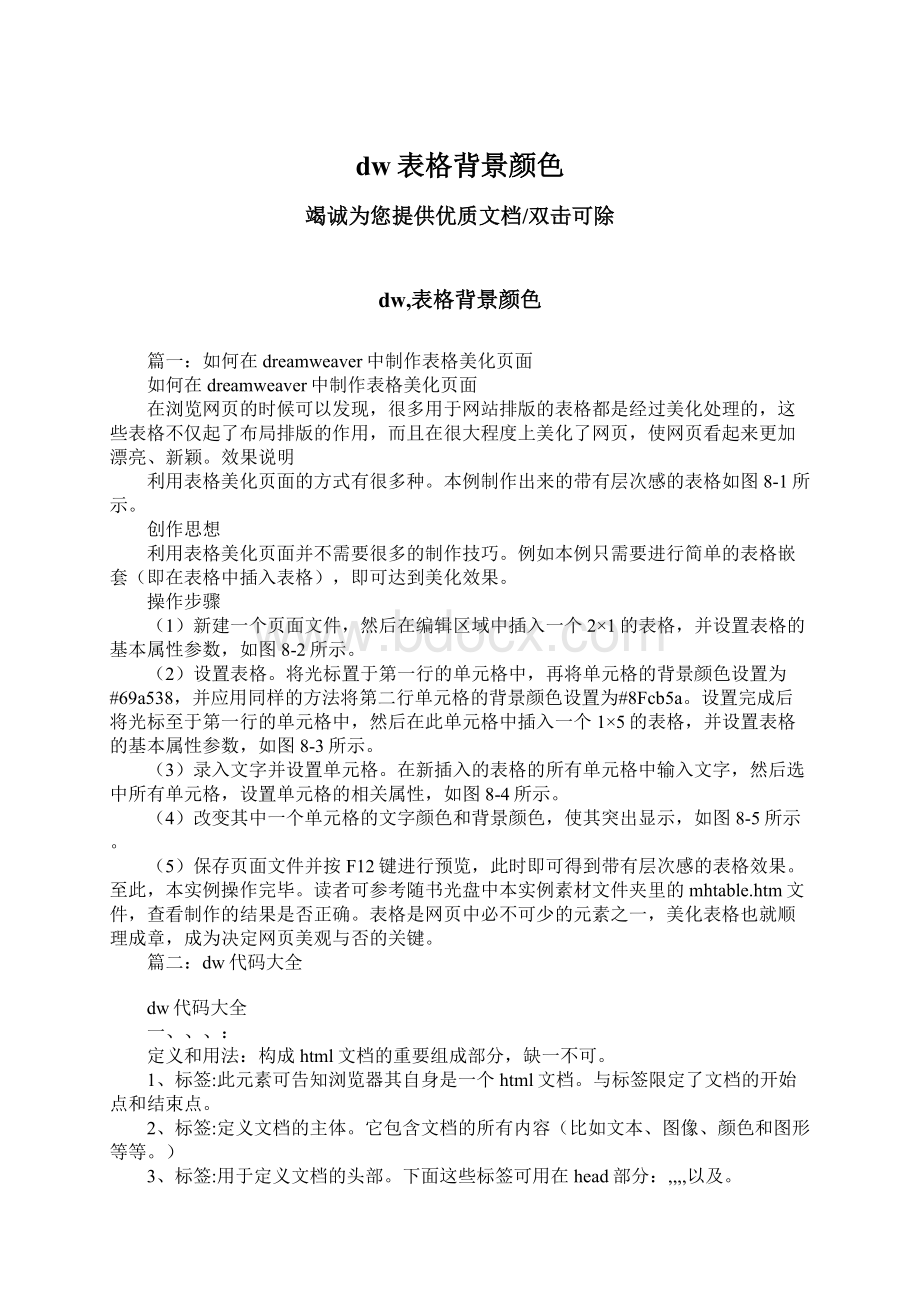 dw表格背景颜色Word文档格式.docx