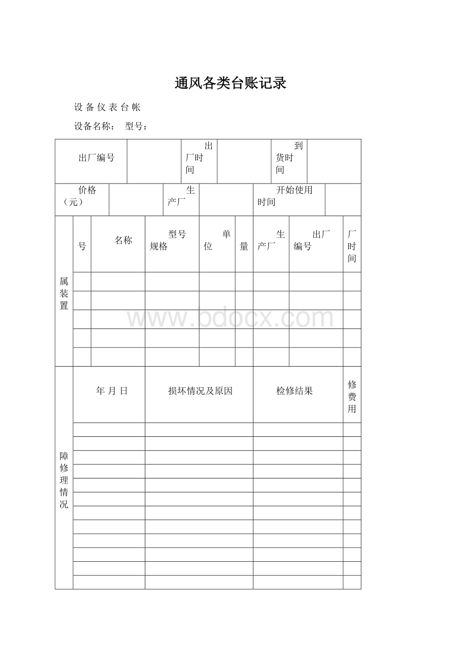 通风各类台账记录.docx