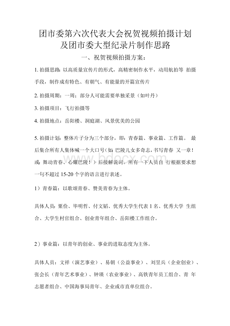 团委专题片方案Word格式文档下载.docx