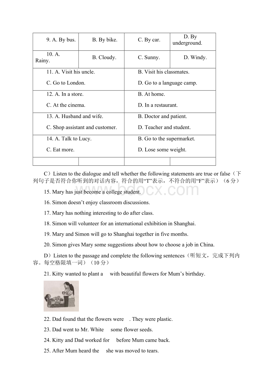 上海市中考英语试题+答案+听力材料+音频MP3Word文本版.docx_第2页