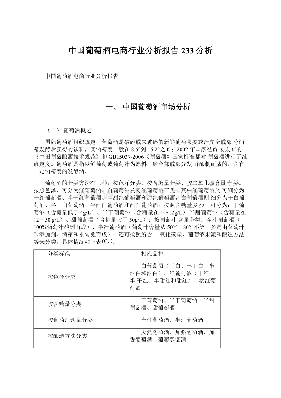 中国葡萄酒电商行业分析报告233分析Word下载.docx