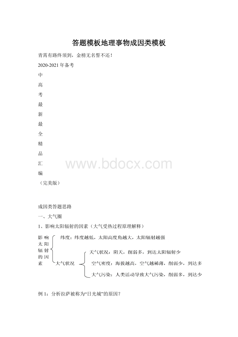 答题模板地理事物成因类模板Word文档下载推荐.docx_第1页