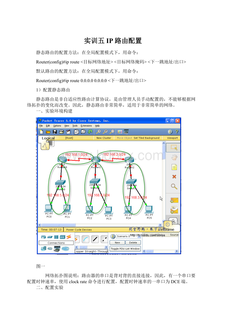 实训五IP路由配置Word格式.docx