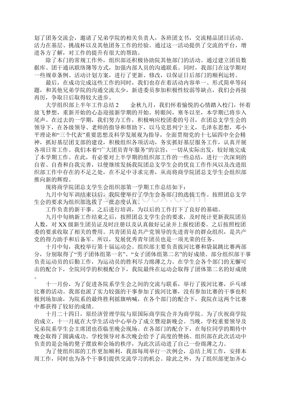 大学组织部上半年工作总结Word文档下载推荐.docx_第2页