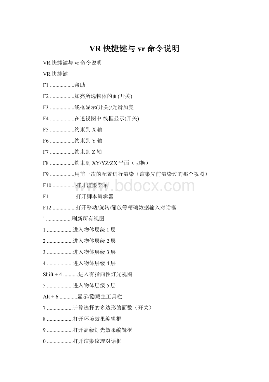 VR快捷键与vr命令说明Word格式.docx_第1页