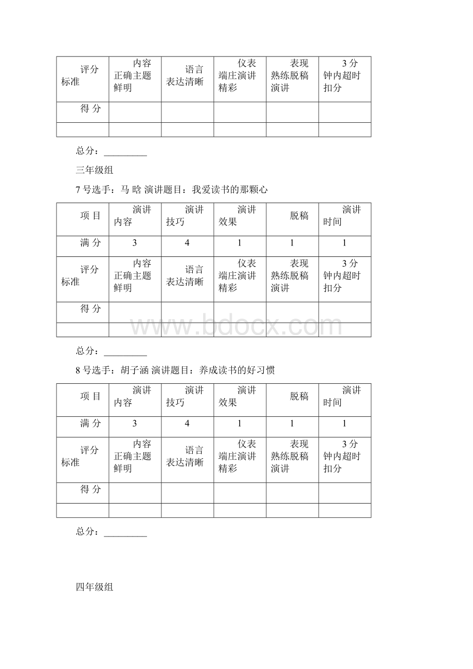 推荐总结我爱读书演讲比赛打分表Word格式.docx_第3页