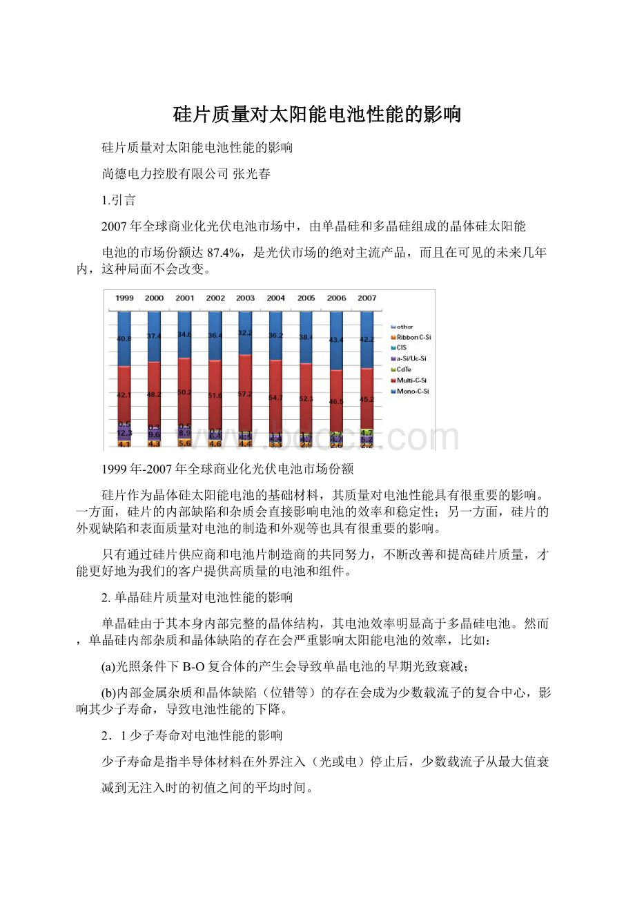 硅片质量对太阳能电池性能的影响.docx_第1页