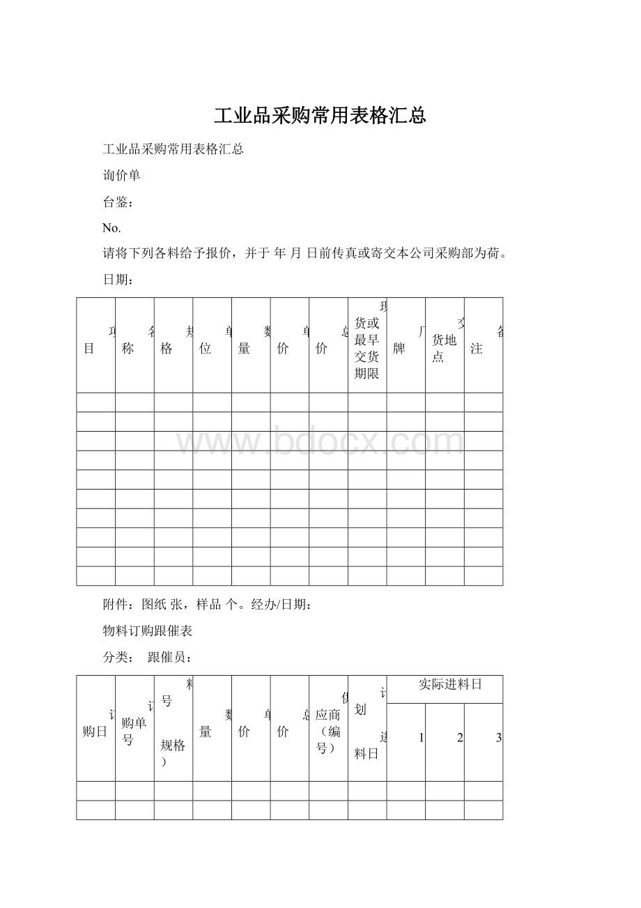 工业品采购常用表格汇总Word文件下载.docx_第1页