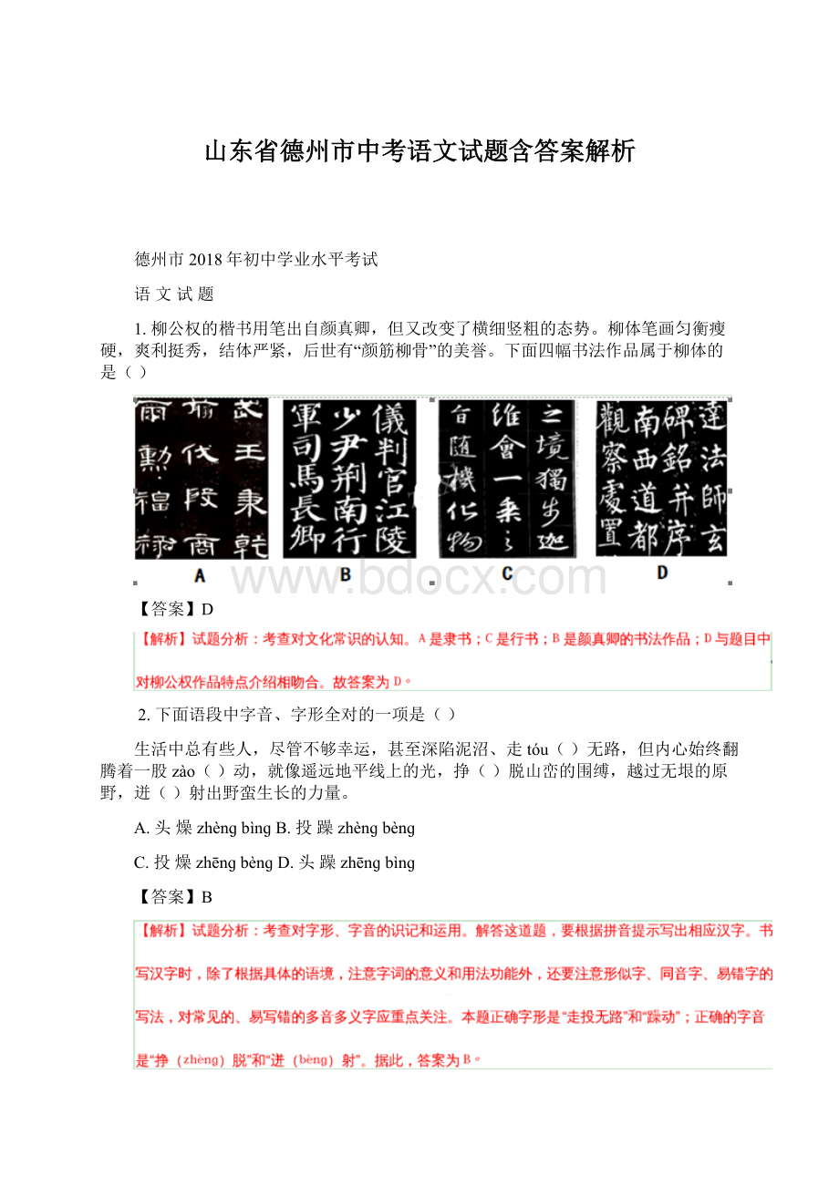 山东省德州市中考语文试题含答案解析Word文档格式.docx_第1页