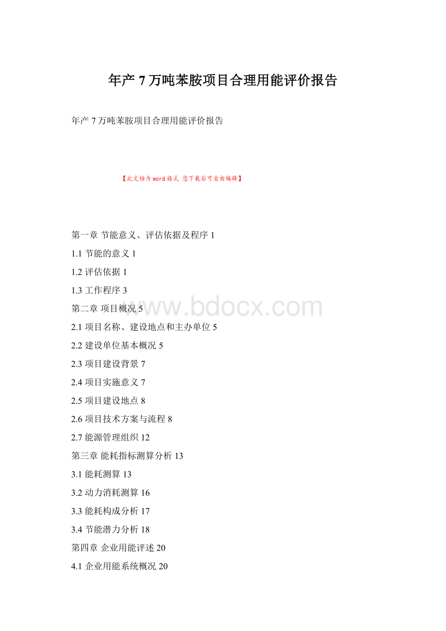 年产7万吨苯胺项目合理用能评价报告.docx