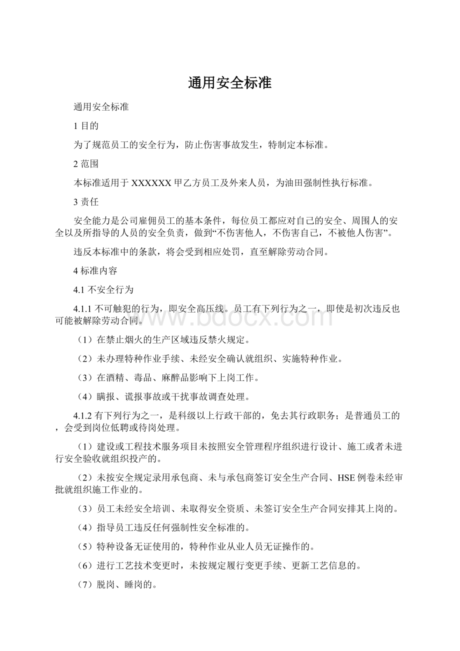 通用安全标准Word文档下载推荐.docx