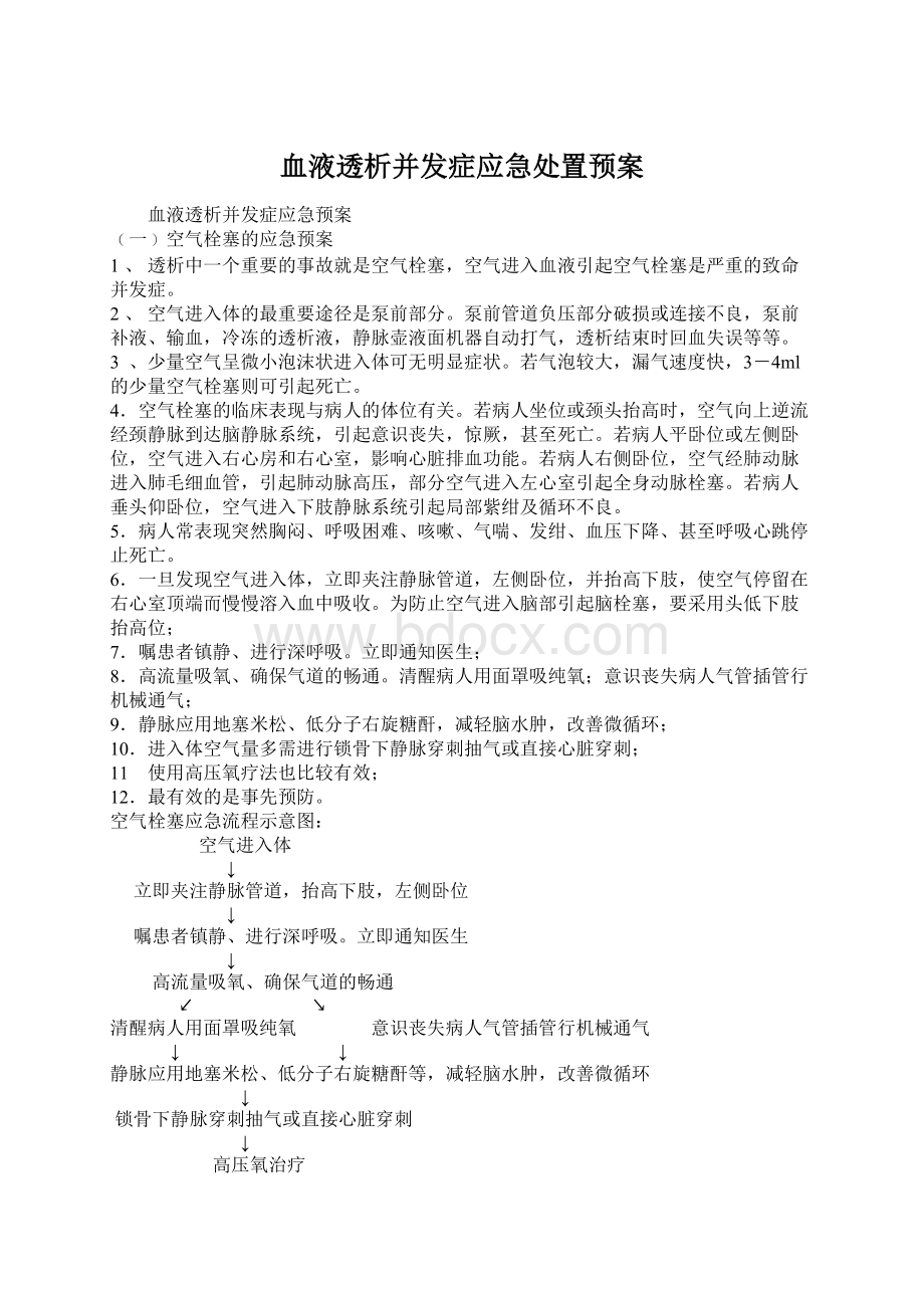 血液透析并发症应急处置预案Word格式文档下载.docx