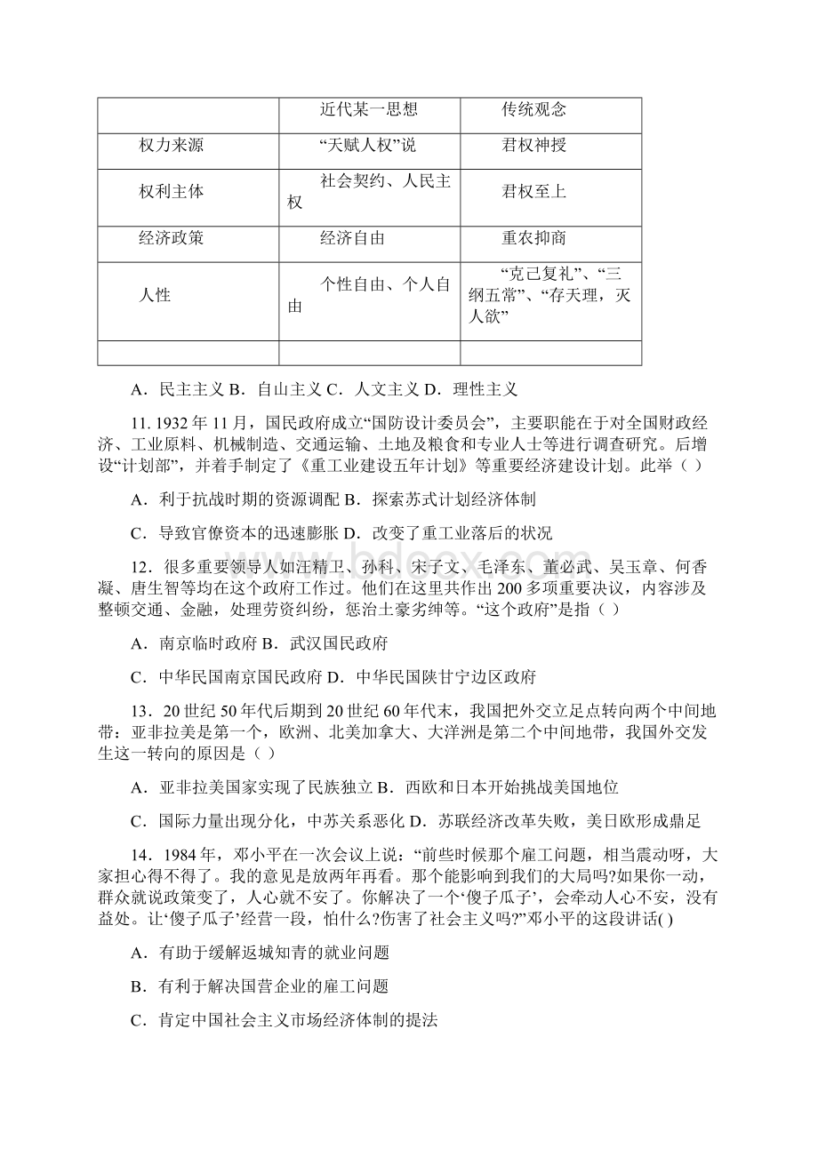 江西省届高三第三次联考测试历史试题 Word版含答案Word文档格式.docx_第3页