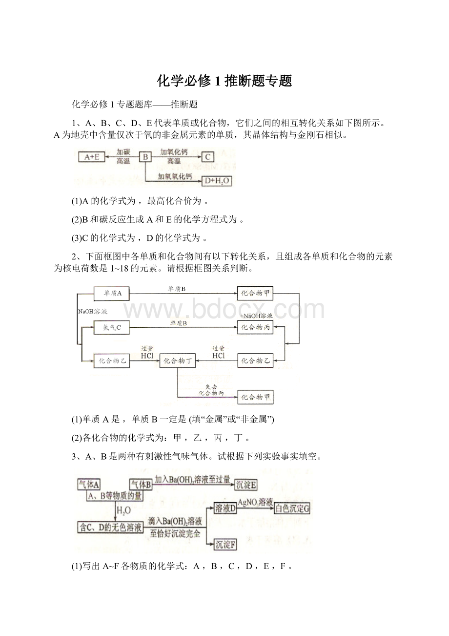 化学必修1推断题专题.docx_第1页