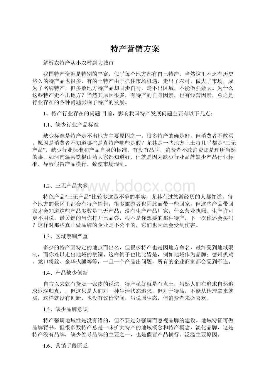 特产营销方案Word格式.docx_第1页