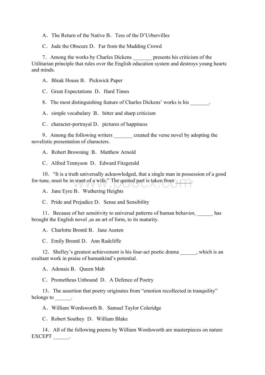 全国英美文学选读试题及答案Word下载.docx_第2页