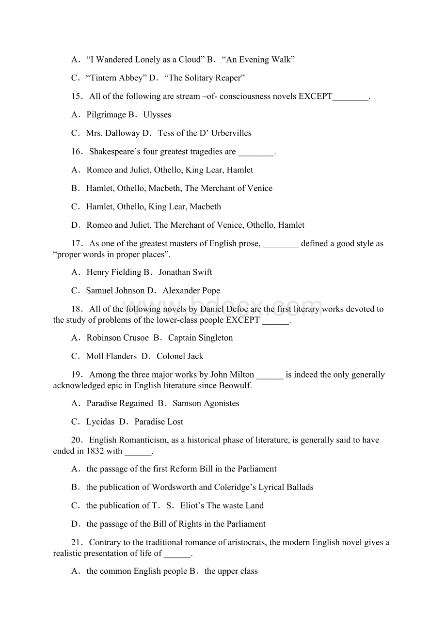 全国英美文学选读试题及答案Word下载.docx_第3页