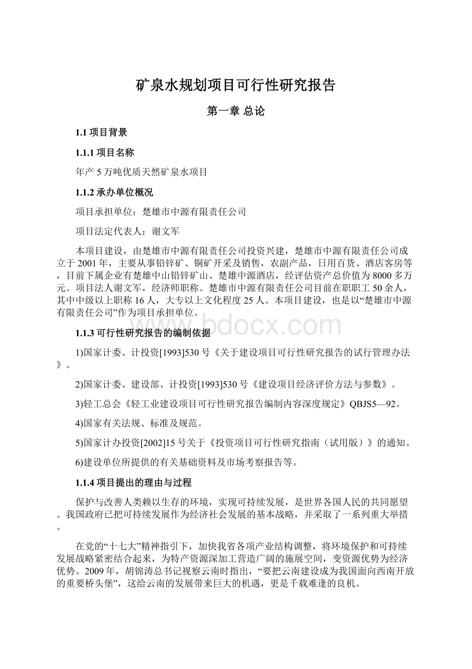 矿泉水规划项目可行性研究报告.docx