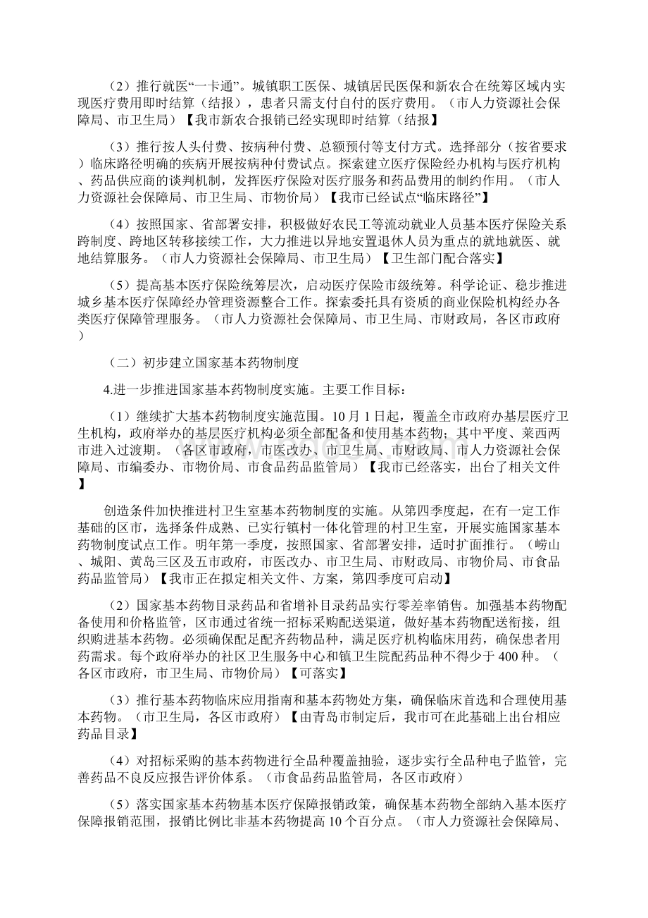 青政办发1026号《全市度医药卫生体制五项重点改革主要工作安排与责任分解》胶南卫生局报法制办.docx_第3页