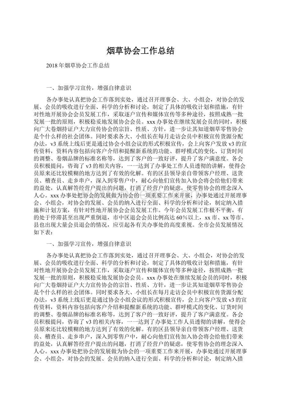 烟草协会工作总结Word格式.docx