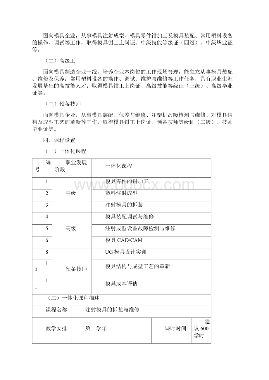 模具制造一体化课程标准.docx_第3页