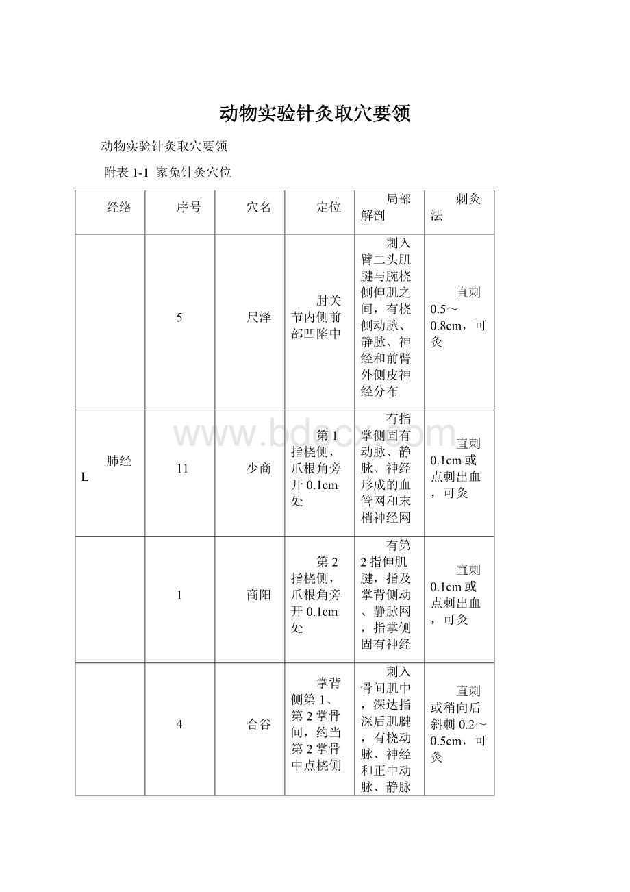 动物实验针灸取穴要领Word文件下载.docx