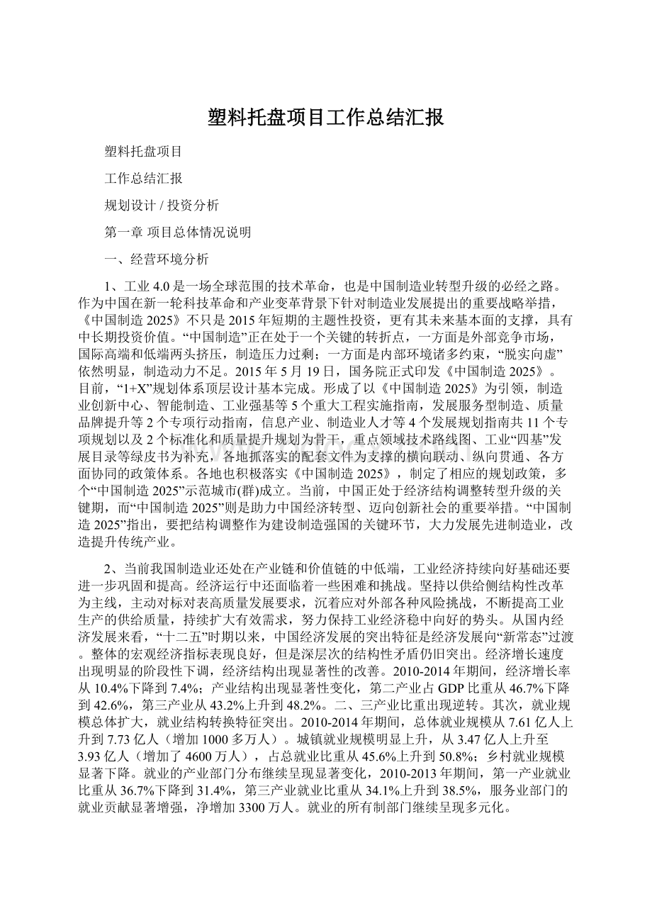 塑料托盘项目工作总结汇报.docx