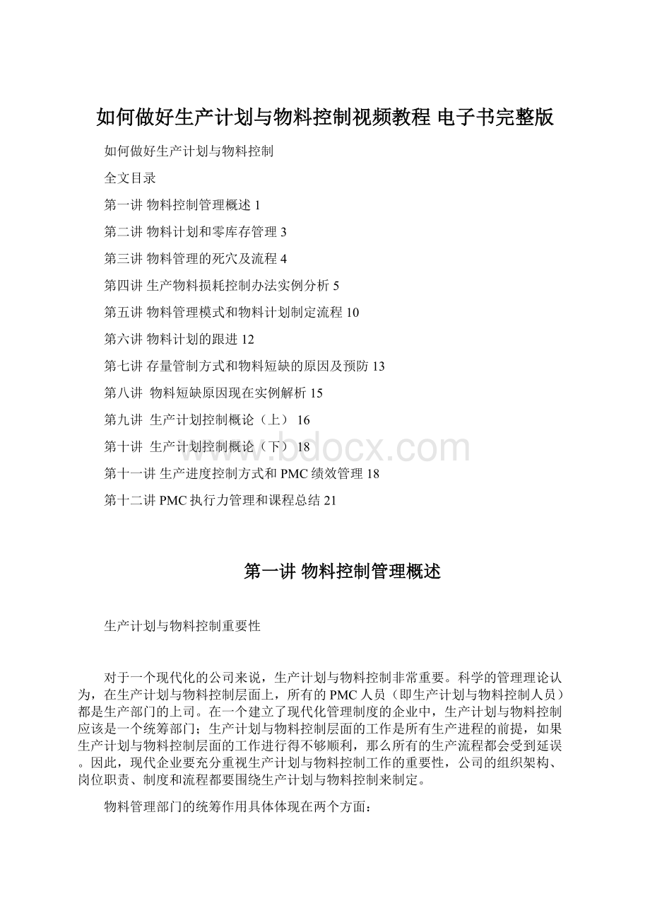 如何做好生产计划与物料控制视频教程 电子书完整版文档格式.docx