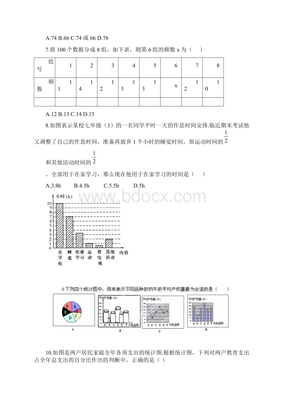 新人教版七年级下册数学第10章数据的收集整理与描述单元试题分课时习题及答案Word文档下载推荐.docx_第2页