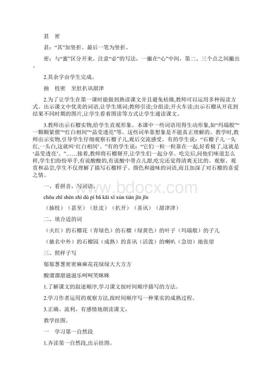 苏教版新教材三年级语文上册5石榴教案文档格式.docx_第3页