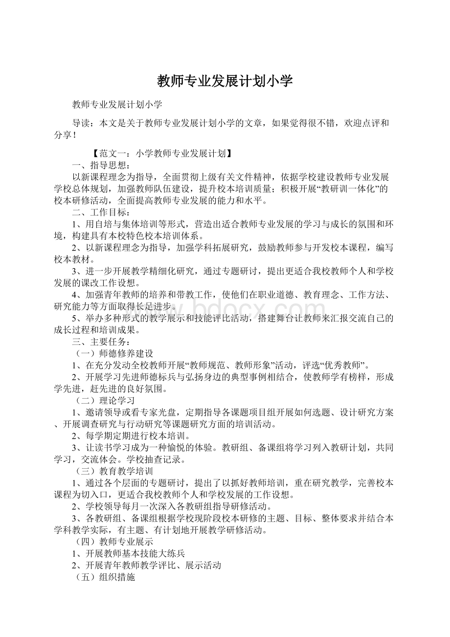 教师专业发展计划小学.docx