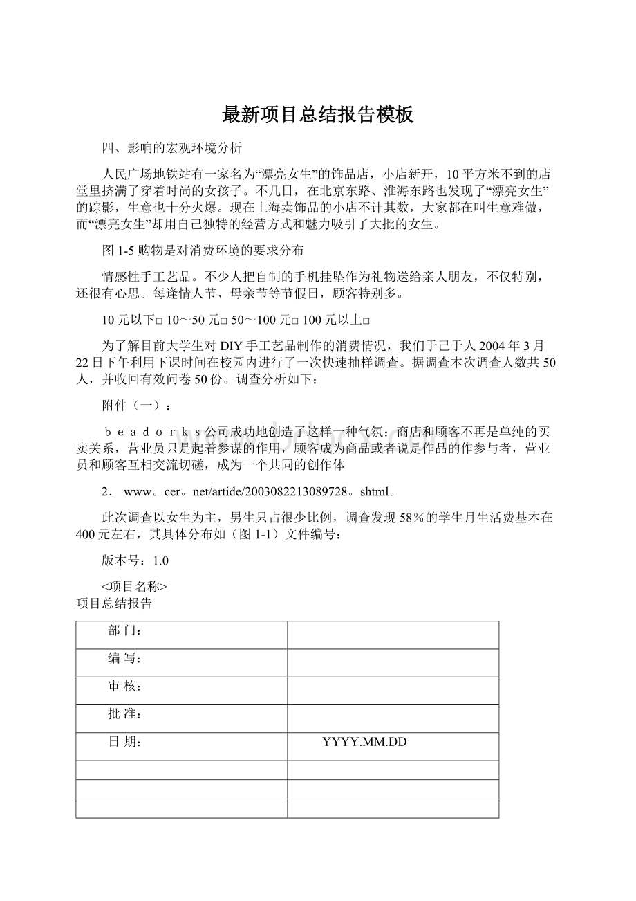 最新项目总结报告模板文档格式.docx_第1页