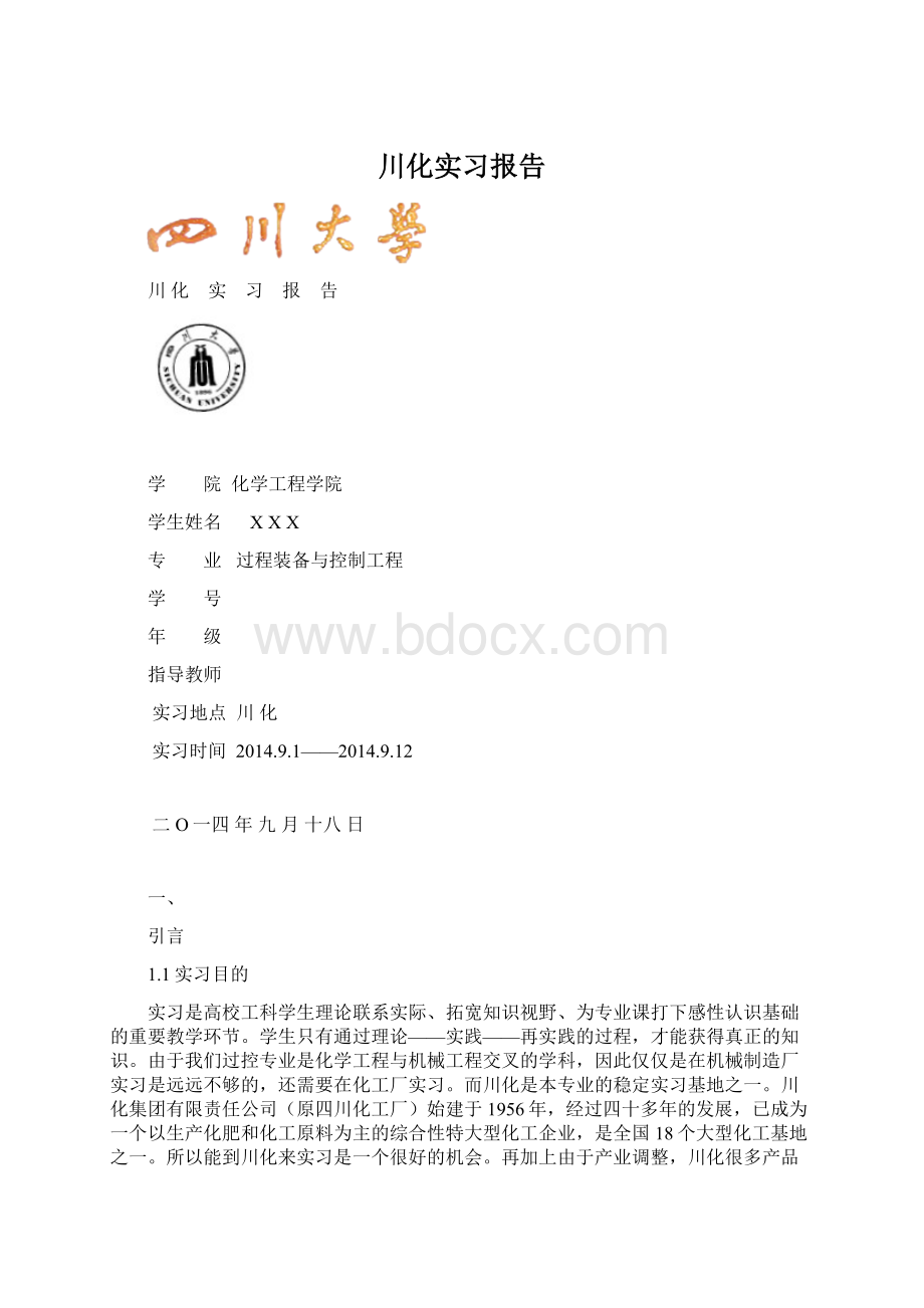 川化实习报告.docx