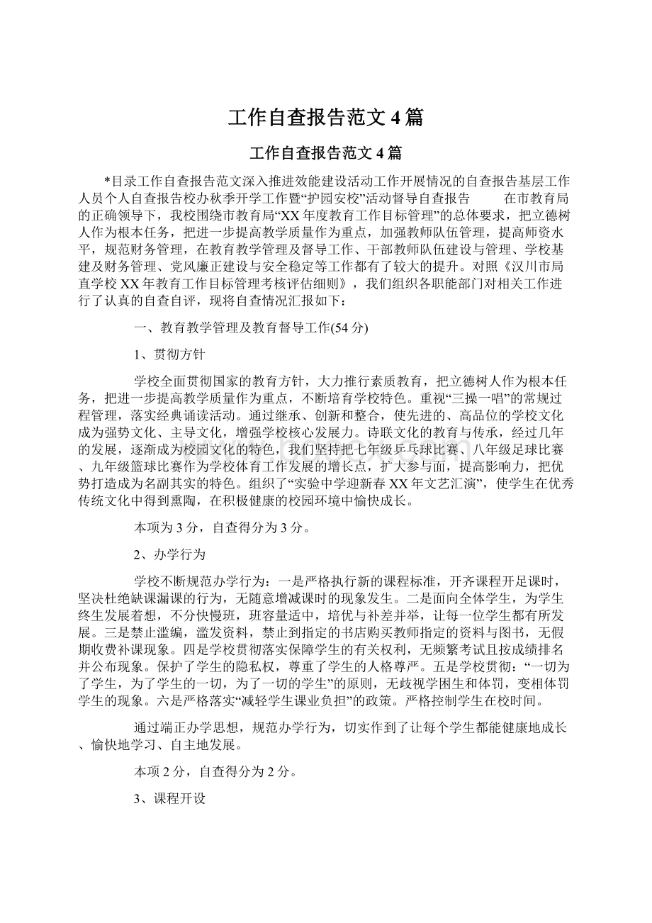 工作自查报告范文4篇.docx_第1页