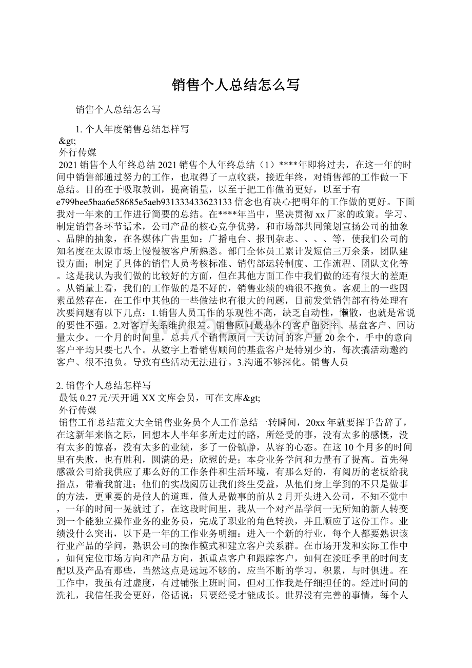 销售个人总结怎么写文档格式.docx