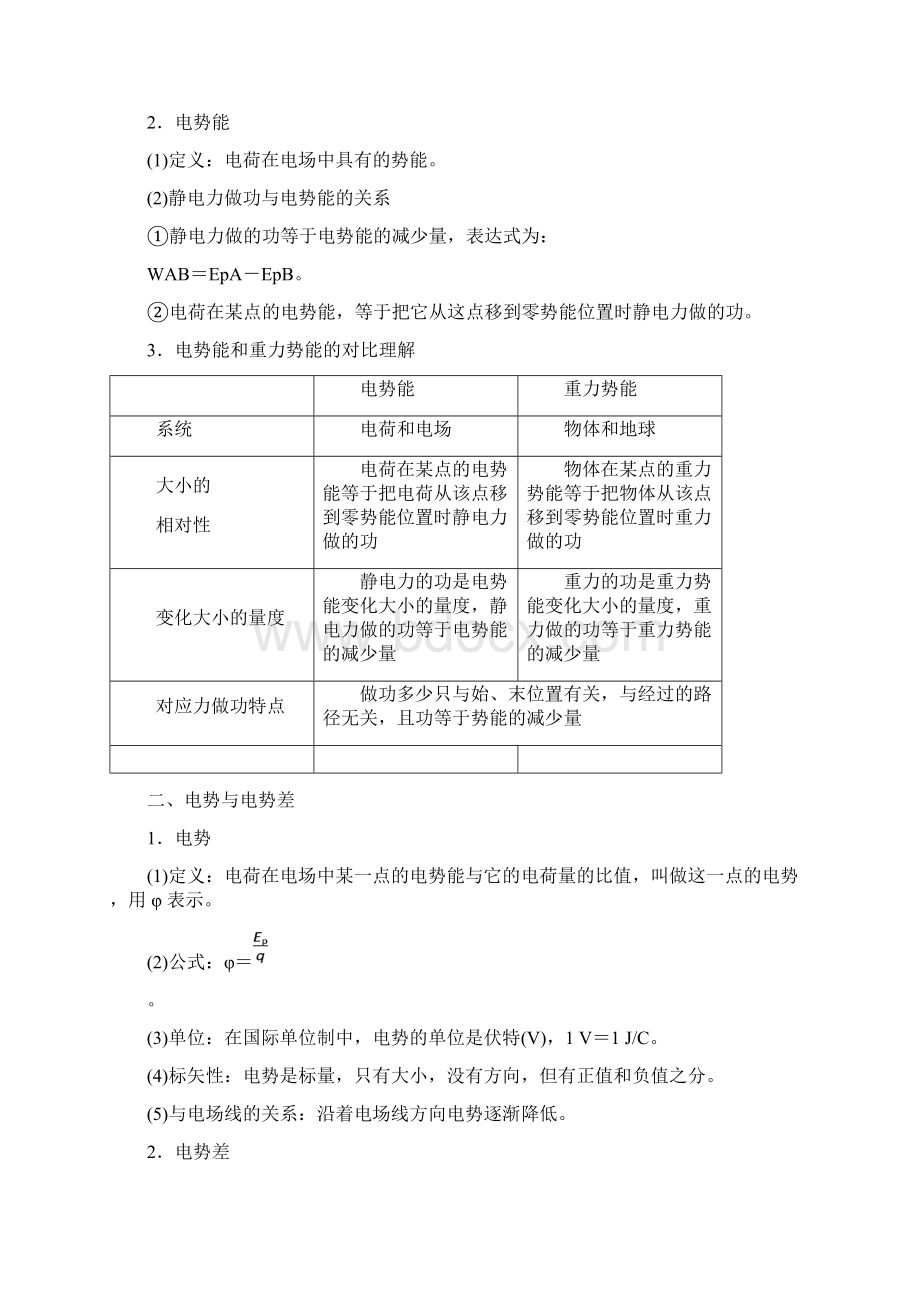 学年高中物理第一章静电场第4节电势能电势与电势差教学案教科版选修31.docx_第2页