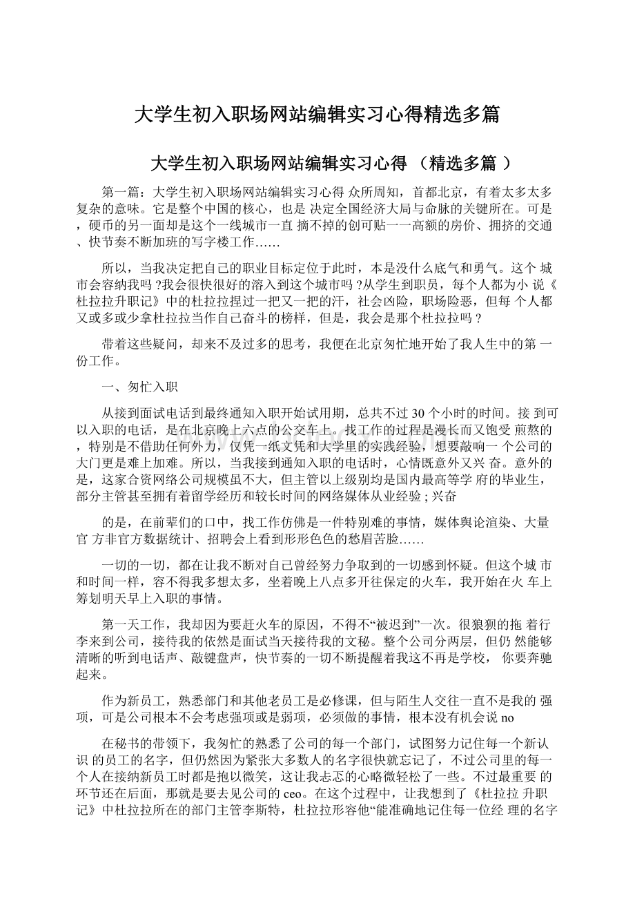 大学生初入职场网站编辑实习心得精选多篇.docx