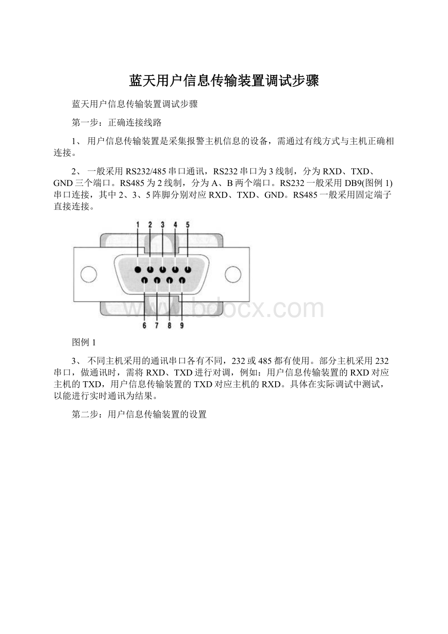 蓝天用户信息传输装置调试步骤Word文档格式.docx