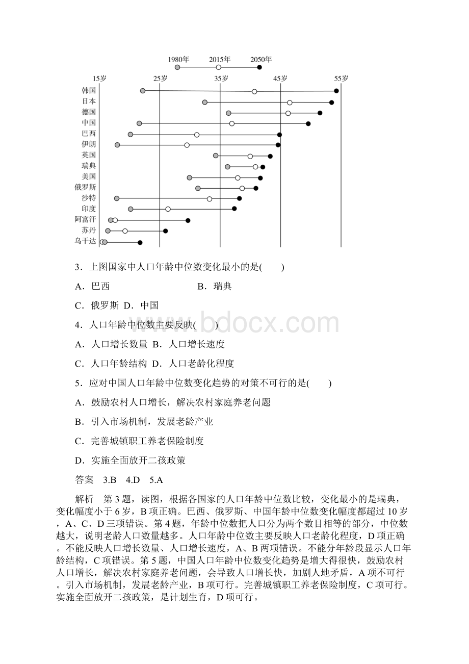 届一轮复习中图版 层级快练人文地理 第一章 人口的增长迁移与合理容量 作业20 Word版 docWord文档格式.docx_第2页