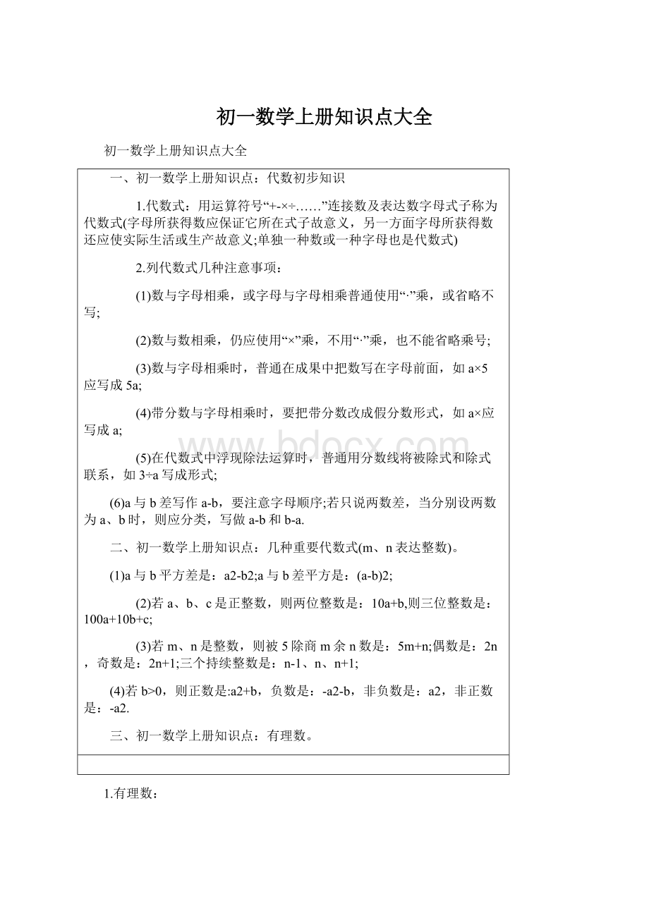 初一数学上册知识点大全.docx_第1页