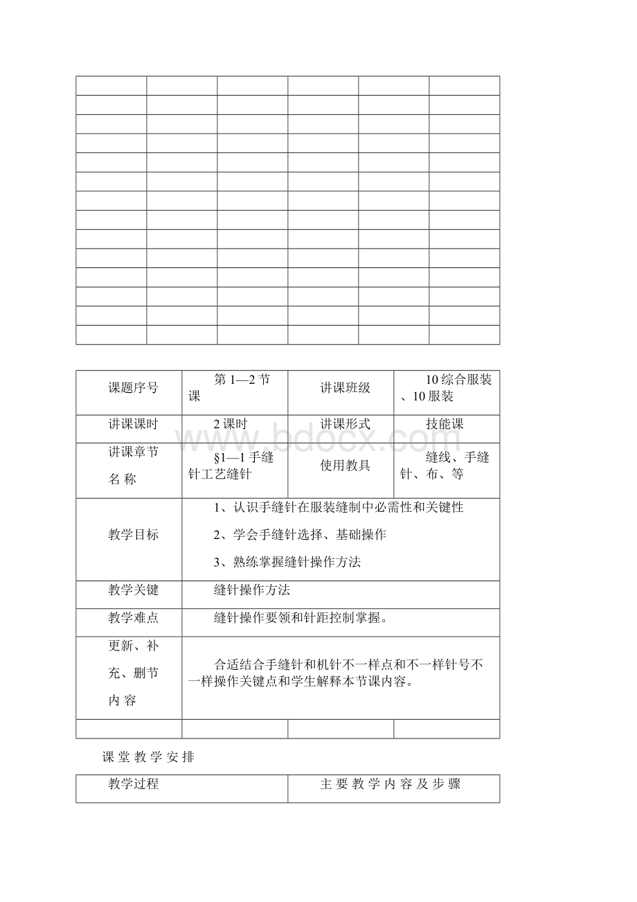 服装工艺教案模板Word格式.docx_第2页