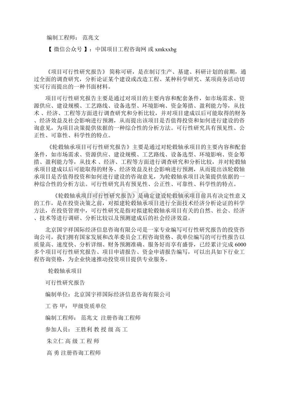 轮毂轴承项目可行性研究报告模板Word文档下载推荐.docx_第2页