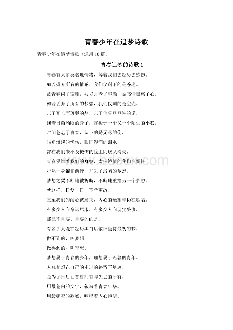 青春少年在追梦诗歌Word格式文档下载.docx_第1页