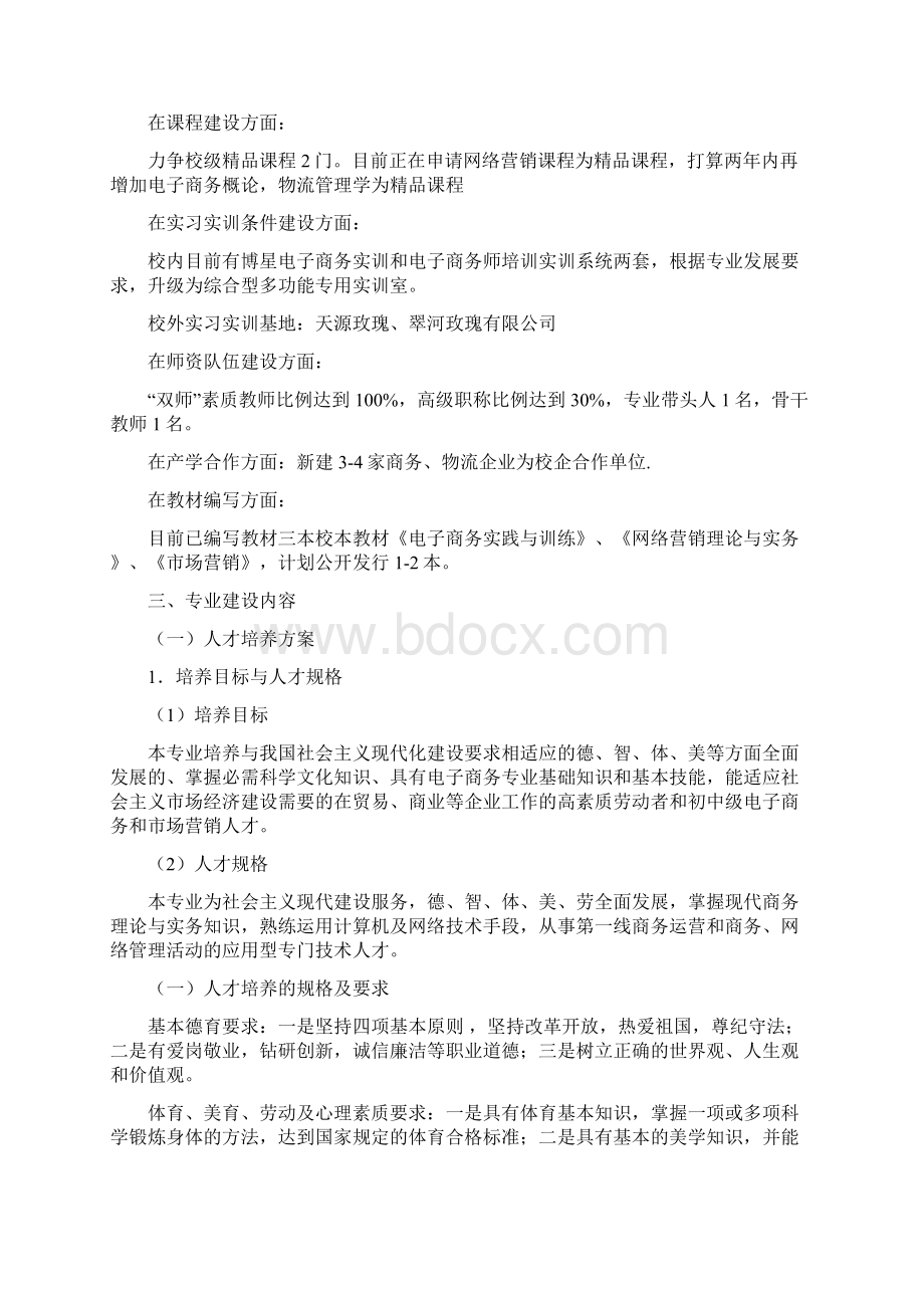 电子商务专业建设规划方案Word文档下载推荐.docx_第2页