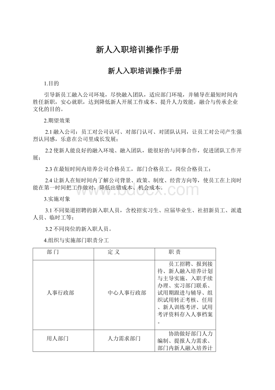 新人入职培训操作手册Word文档下载推荐.docx