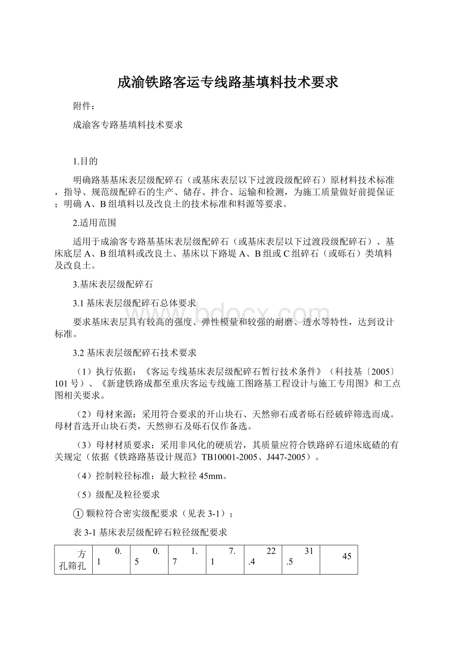 成渝铁路客运专线路基填料技术要求Word格式.docx_第1页