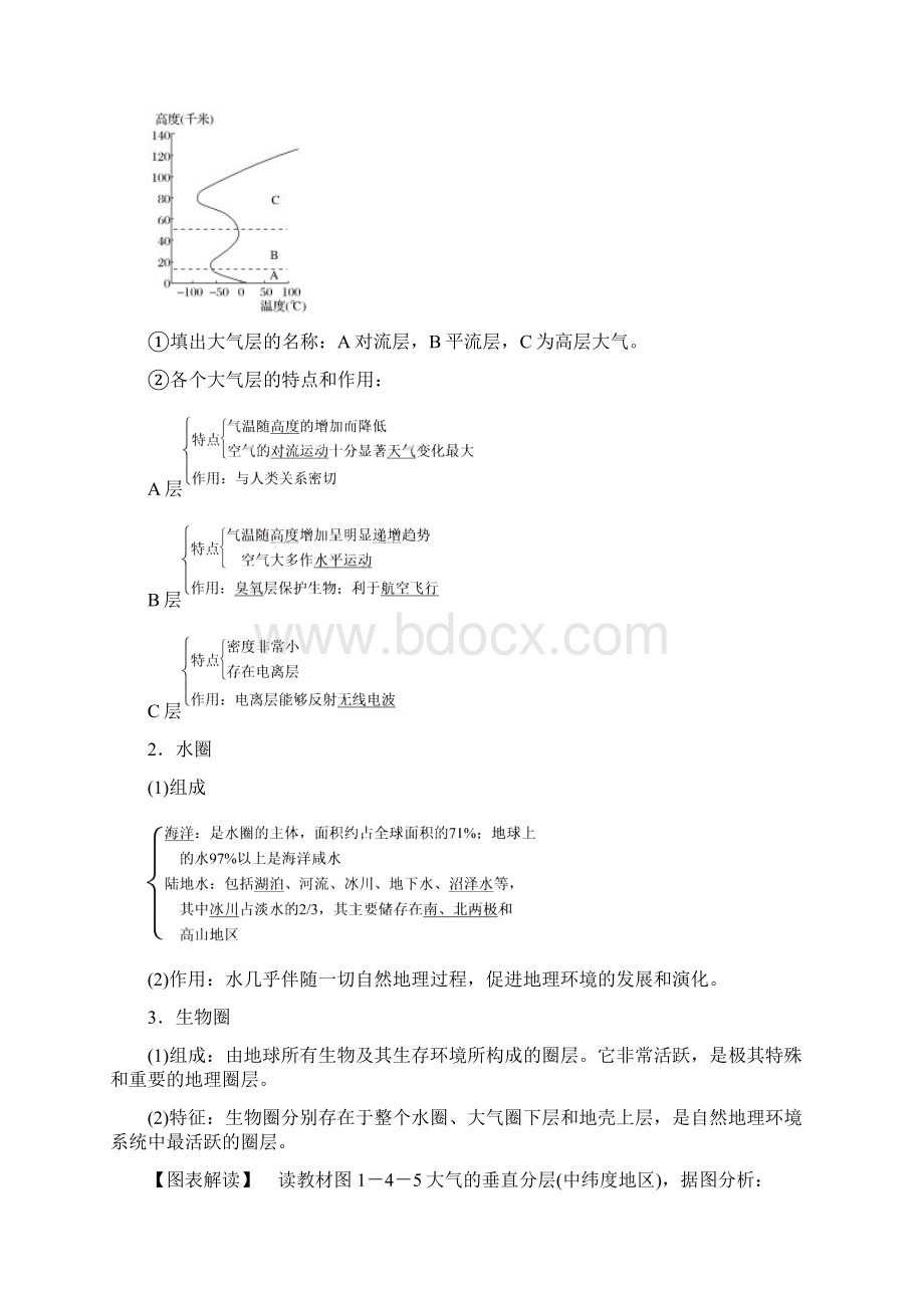 精品版高中地理第一章宇宙中的地球14地球的圈层结构学案.docx_第3页